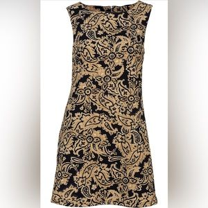 Arianna by Howard's Gold Paisley Print Dress Size: L/XL